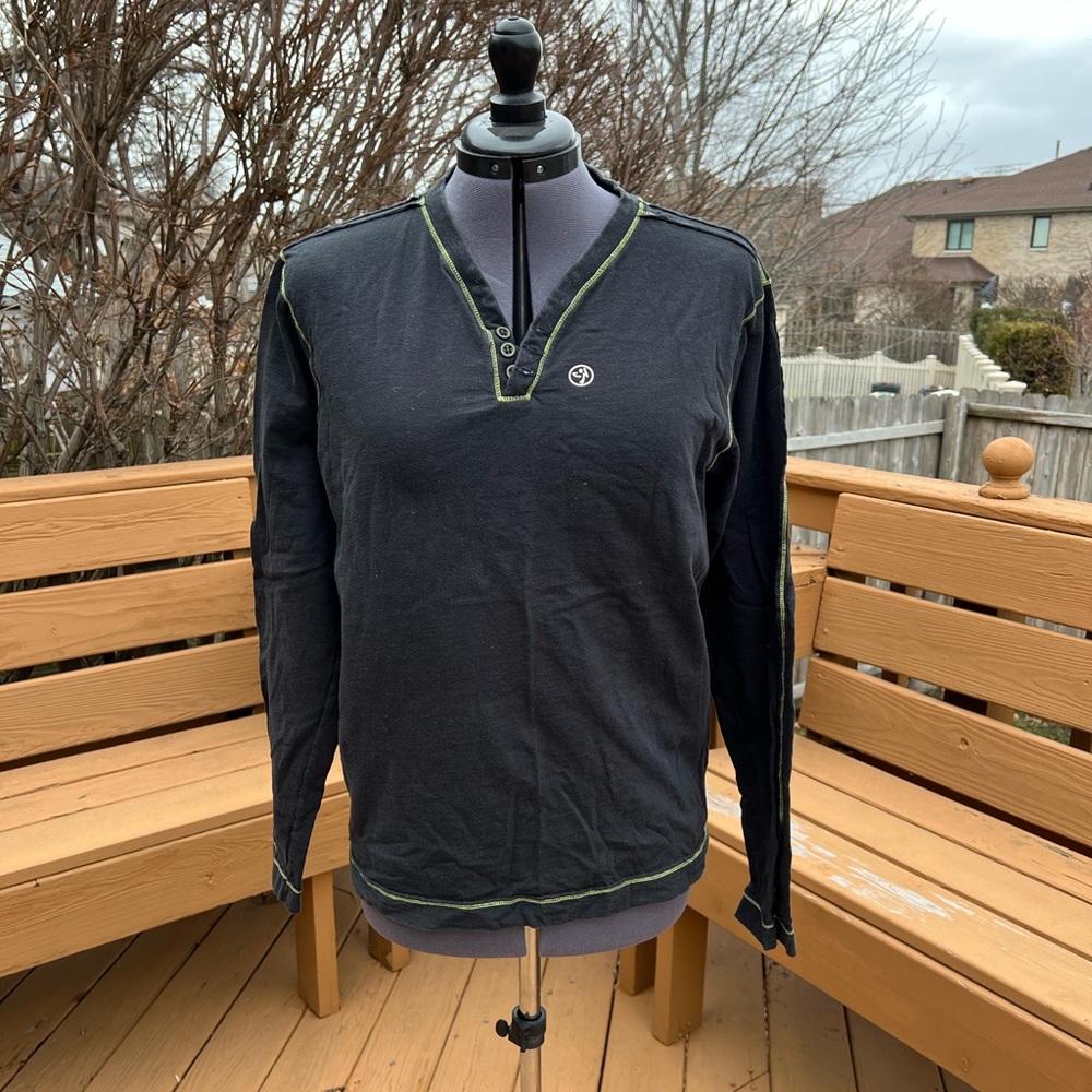 Zumba Men’s Long Sleeved Henley Black M